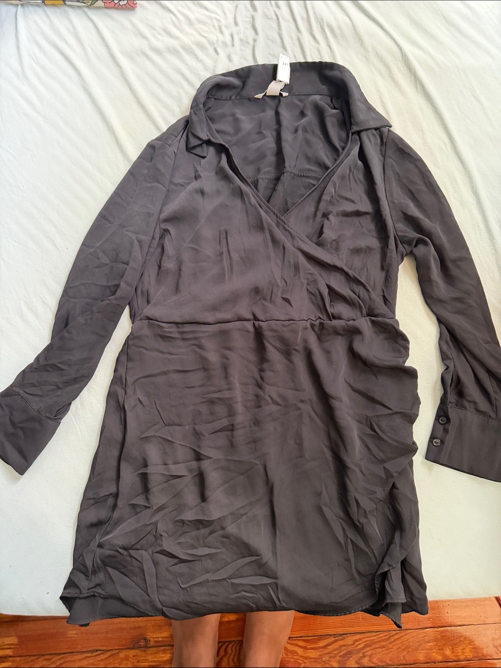 H&M Dark Gray Long Sleeve Wrap Dress